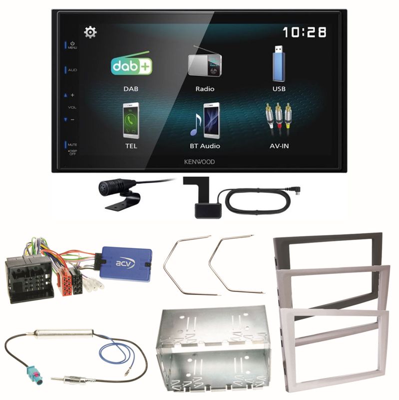 Kenwood DMX-125DAB Bluetooth USB Einbauset für Opel Vectra C Meriva Vivaro Combo