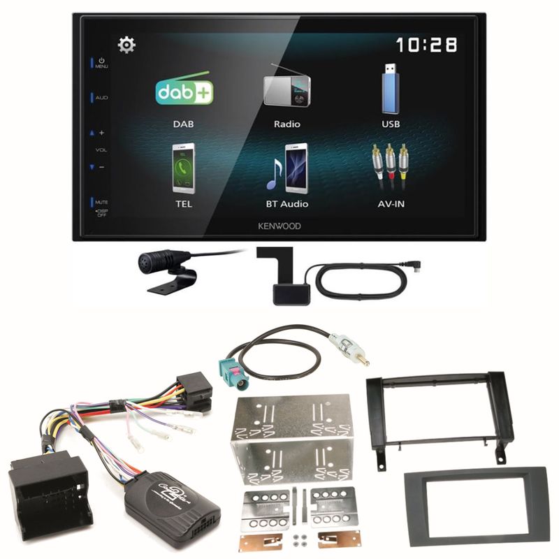 Kenwood DMX-125DAB Bluetooth MP3 Digitalradio Einbauset für Mercedes SLK R171