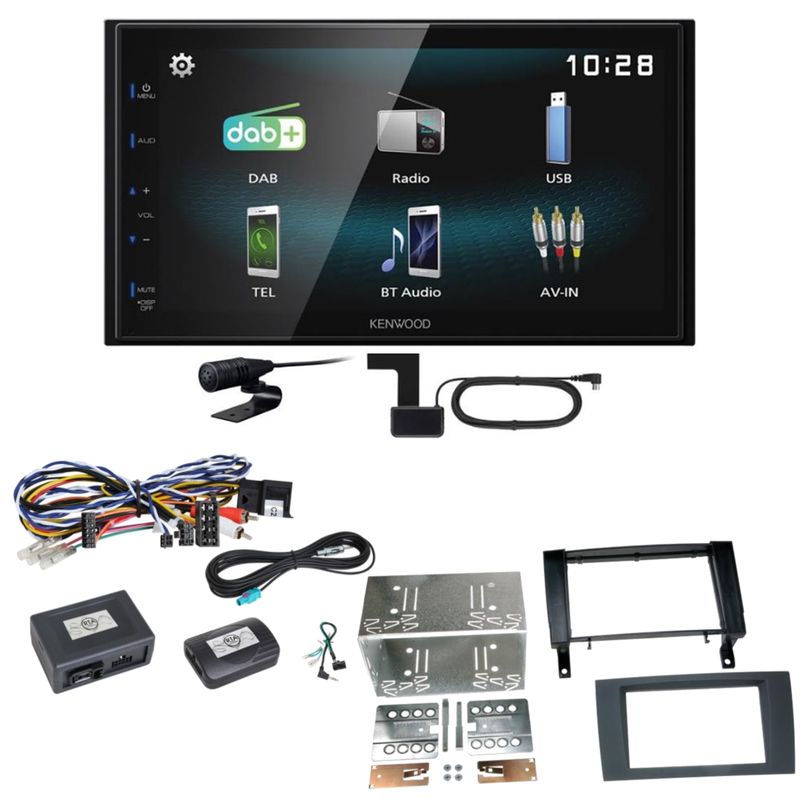 Kenwood DMX-125DAB Bluetooth USB Digitalradio Einbauset für Mercedes SLK R171