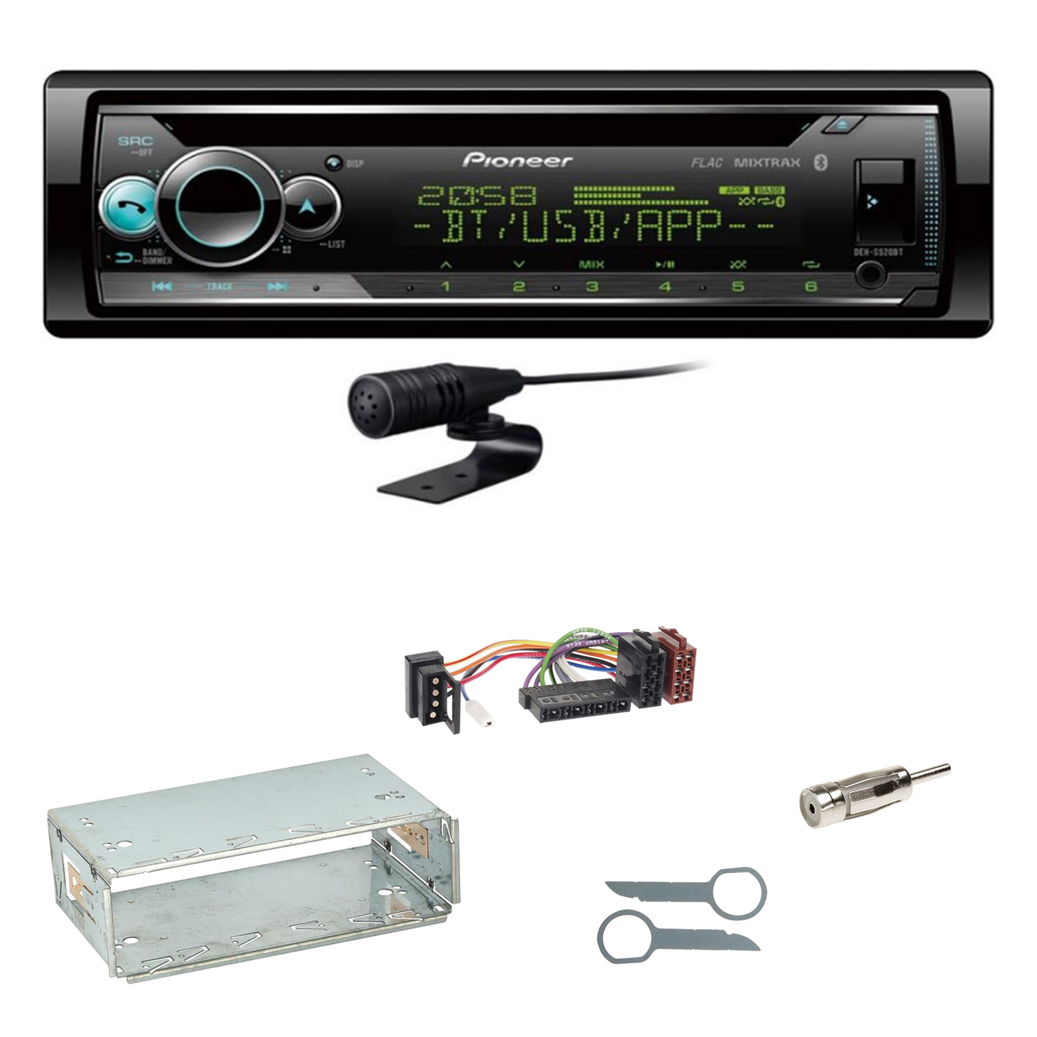 Pioneer DEH-S520BT Autoradio Bluetooth MP3 Einbauset für Mercedes E ...