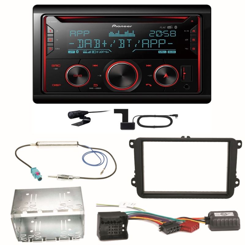 Pioneer FH-S820DAB DAB+ Bluetooth Einbauset für Golf 5 6 Passat 3C CC B7 Touran