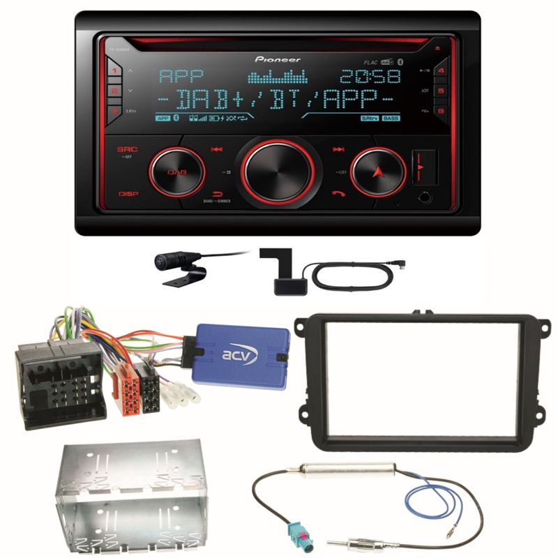 Pioneer FH-S820DAB DAB+ USB Bluetooth Einbauset für Seat Alhambra Altea XL Leon