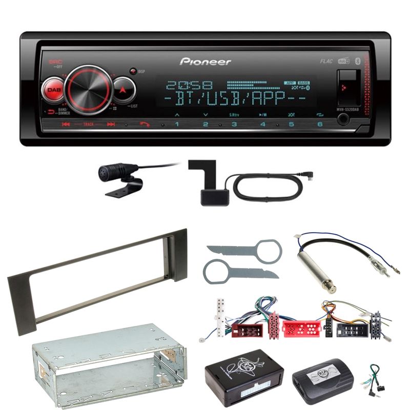 Pioneer MVH-S520DAB Bluetooth Digitalradio AUX WMA Einbauset für Audi A4 B6 B7