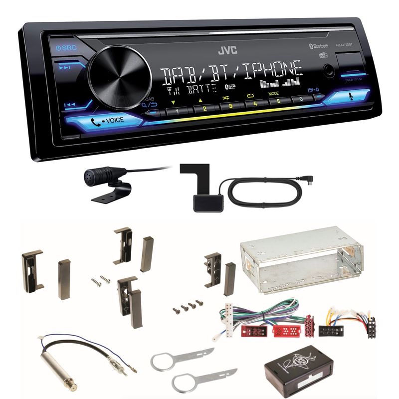 JVC KD-X472DBT Digitalradio Bluetooth USB MP3 FLAC Einbauset für Audi A3 8L