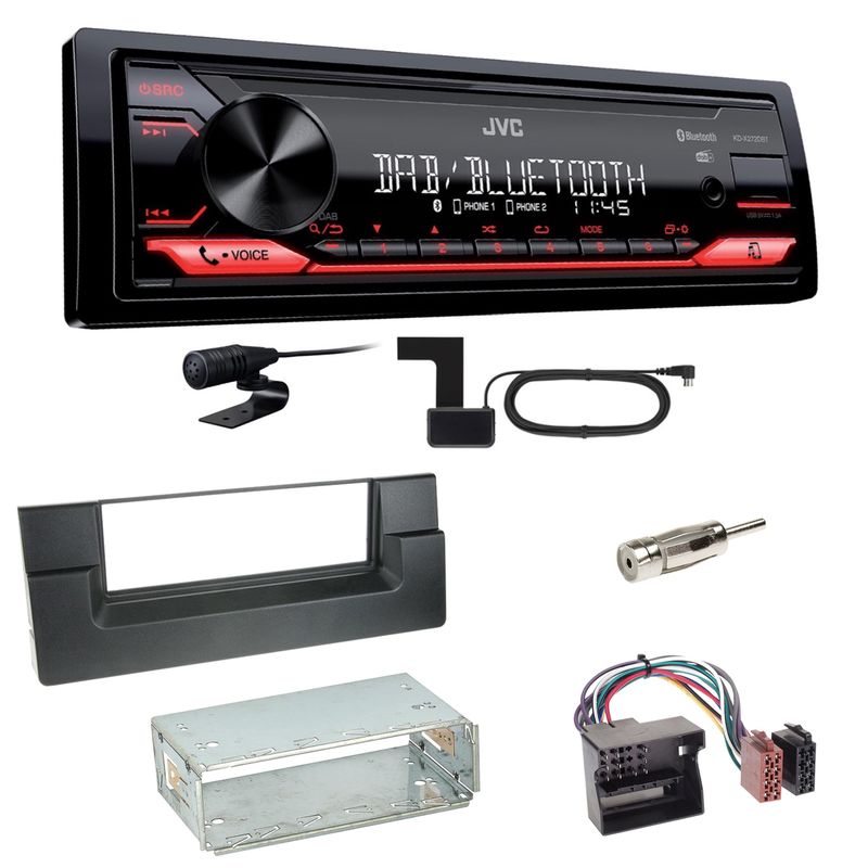 JVC KD-X272DBT Digitalradio Bluetooth USB Einbauset für BMW 5er E39 ab 10/2000