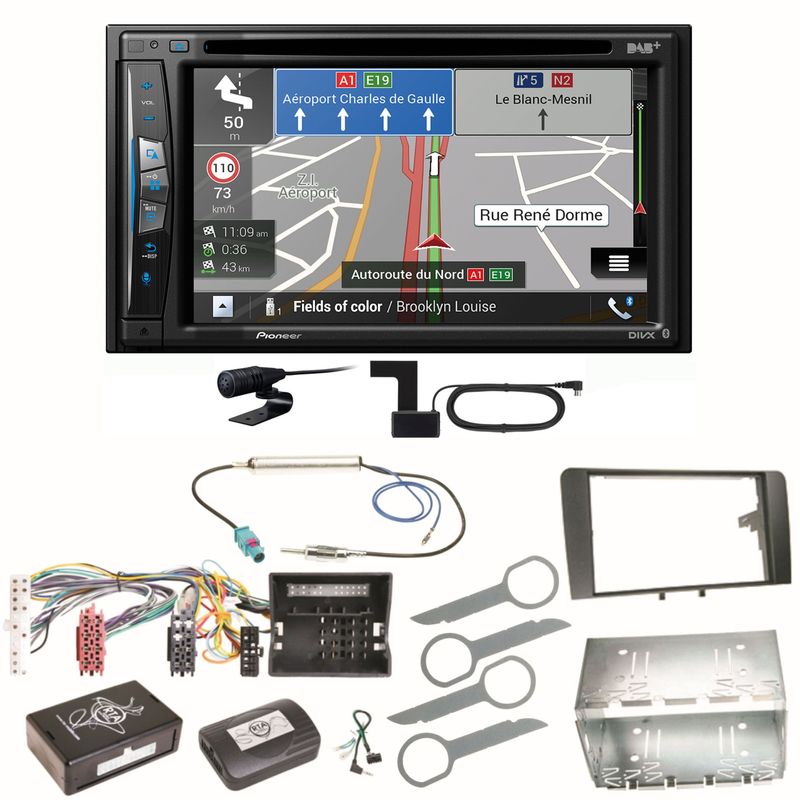 Pioneer AVIC-Z730DAB Bluetooth Navigation DAB+ CD Einbauset für Audi A3 8P 8PA