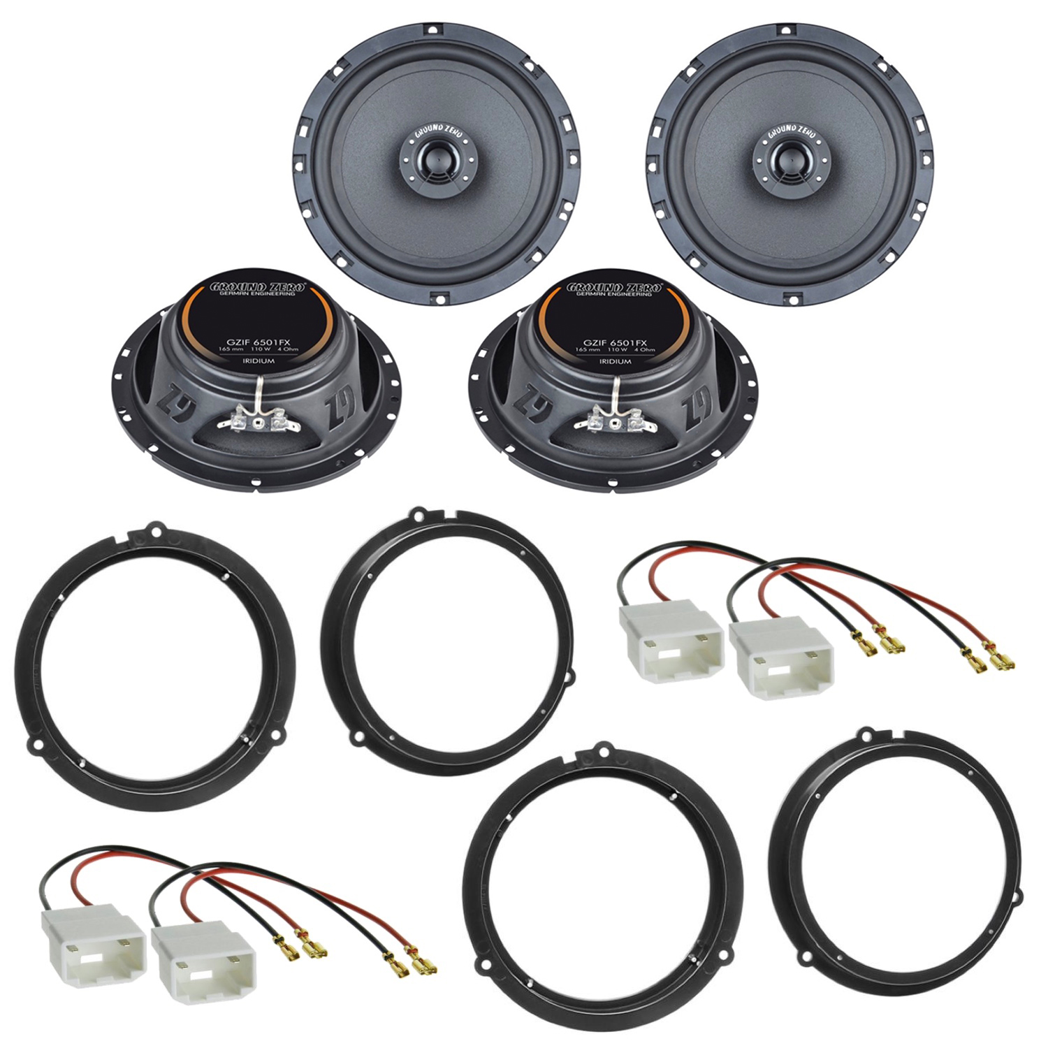Lautsprecherringe+Adapterkabel für Ford C-Max hintere Tür Lautsprecher 165mm