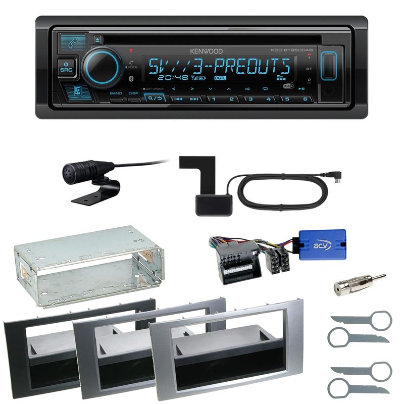 Kenwood KDC-BT950DAB Bluetooth DAB Einbauset für Ford Kuga Fusion Galaxy S-Max