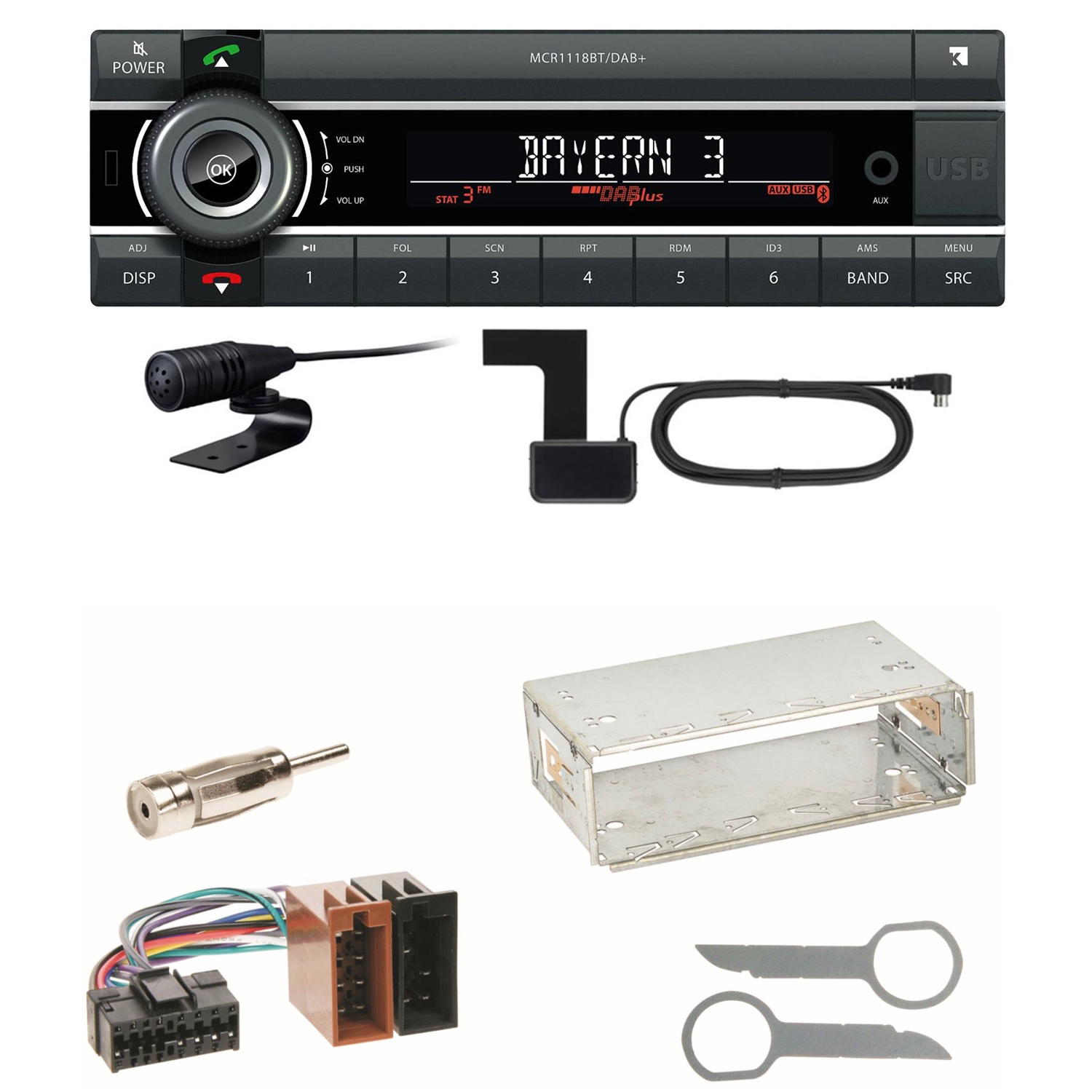Kienzle MCR 1118 DAB Bluetooth DAB+ Einbauset für Mercedes SLK R170