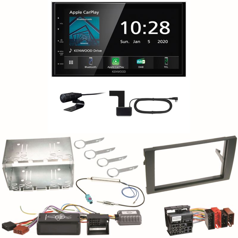 Kenwood DMX5020DABS Android Auto CarPlay Einbauset für Seat Exeo Audi A4 B6 B7