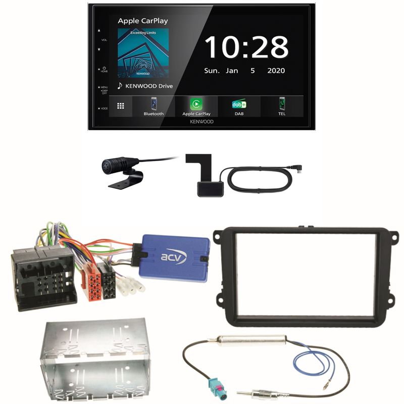 Kenwood DMX5020DABS Android Auto Einbauset für Seat Alhambra Altea XL Leon