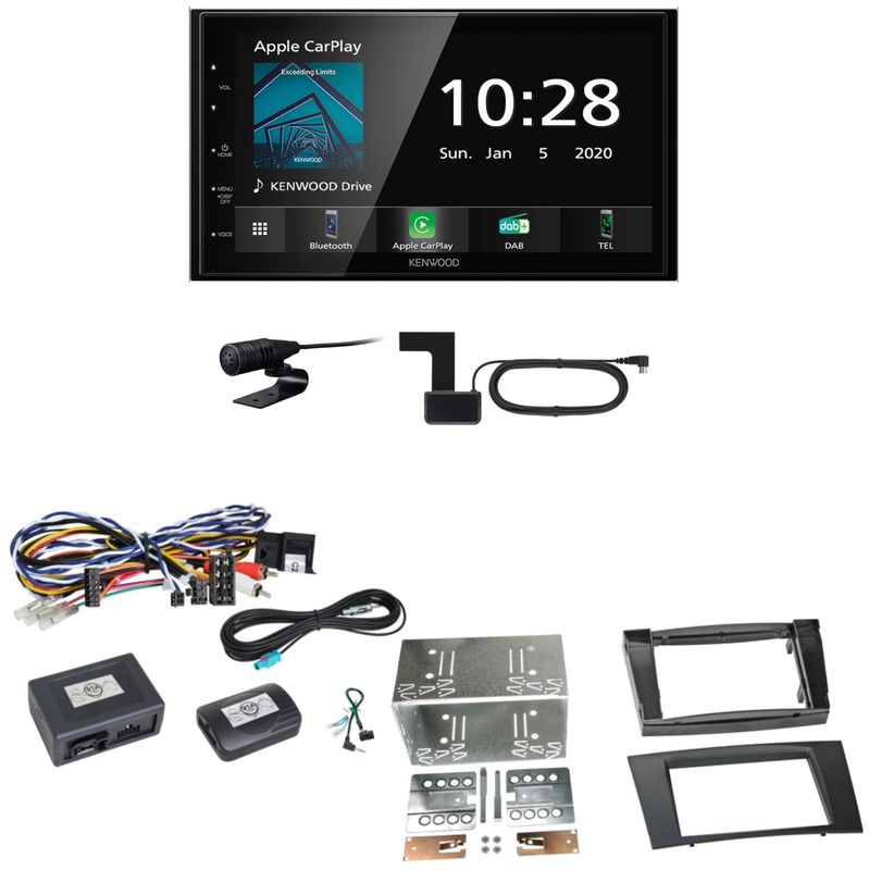 Kenwood DMX5020DABS Android Auto CarPlay Einbauset für Mercedes W211 CLS W219