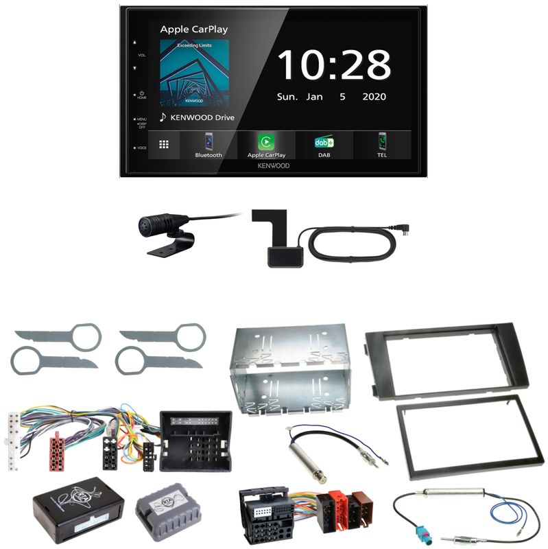 Kenwood DMX5020DABS Android Auto CarPlay Einbauset für Audi A6 4B Facelift