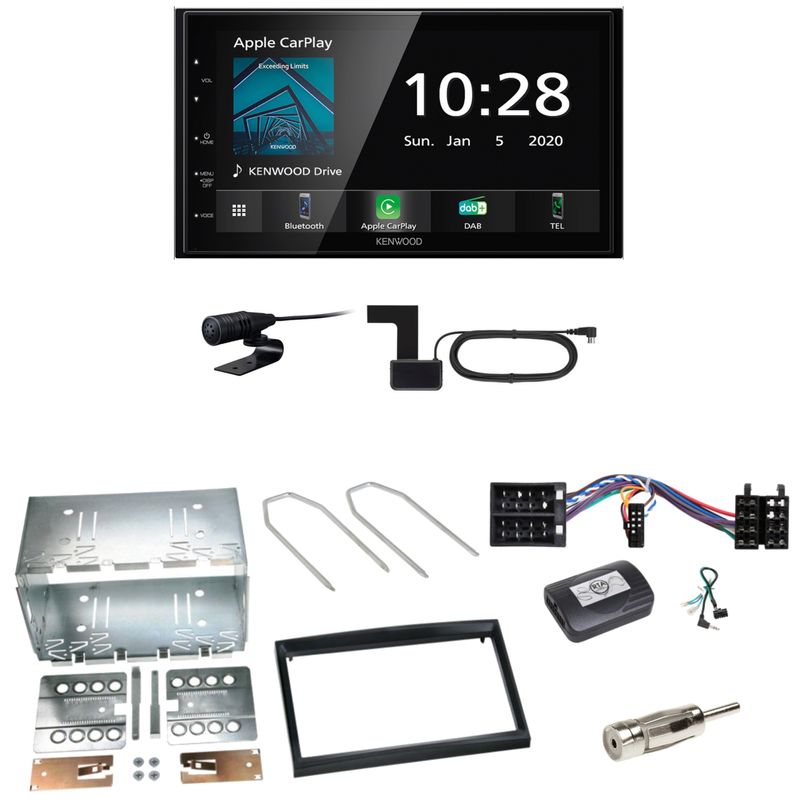 Kenwood DMX5020DABS Android Auto CarPlay Einbauset für Peugeot 307 Citroen C2 C3