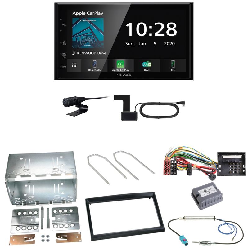 Kenwood DMX5020DABS Android Auto Einbauset für Peugeot 207 307 Partner Expert