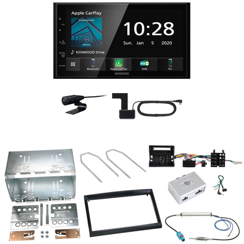 Kenwood DMX5020DABS Android Auto Einbauset für Peugeot 207 307 Partner Expert