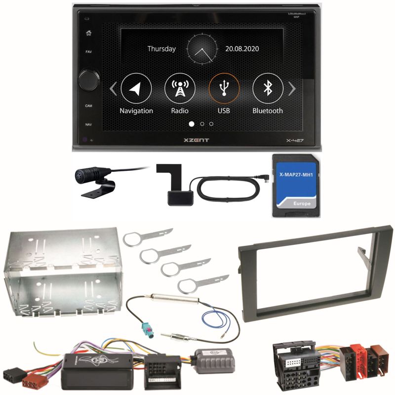 Xzent X-427 Navigation Digitalradio Einbauset für Seat Exeo Audi A4 B6 B7