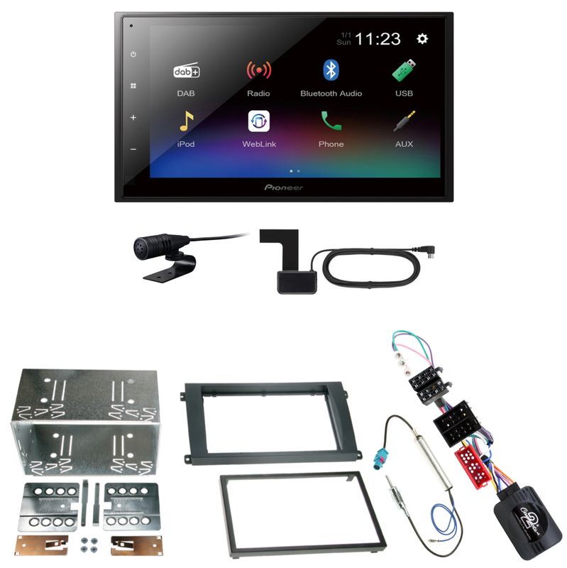 Pioneer DMH-A340DAB USB Bluetooth MP3 Einbauset für Porsche Cayenne bis 2006