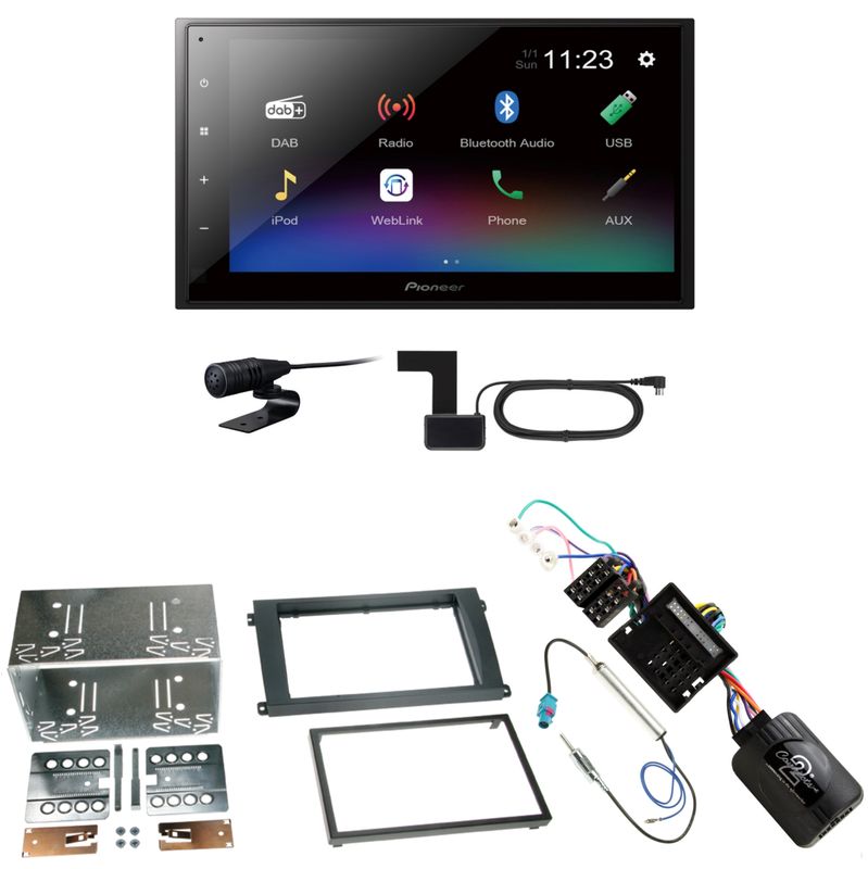 Pioneer DMH-A340DAB USB Bluetooth MP3 Einbauset für Porsche Cayenne ab 2007