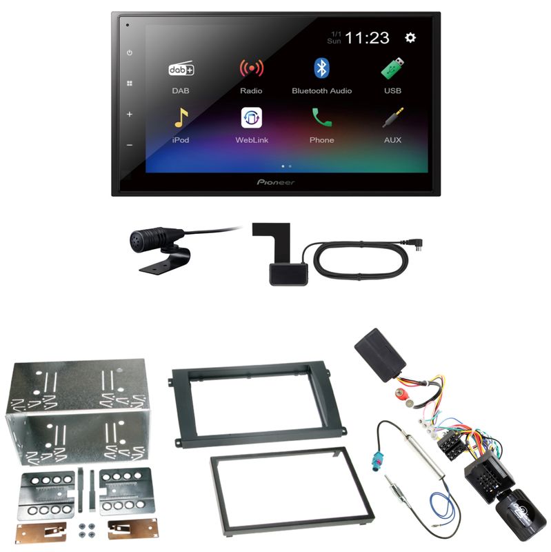 Pioneer DMH-A340DAB USB Bluetooth MP3 Einbauset für Porsche Cayenne ab 2007