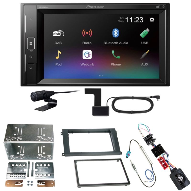 Pioneer DMH-A240DAB Bluetooth DAB+ USB Einbauset für Porsche Cayenne bis 2006 Pioneer DMH-A240DAB Bluetooth DAB+ USB Einbauset für Porsche Cayenne bis 2006