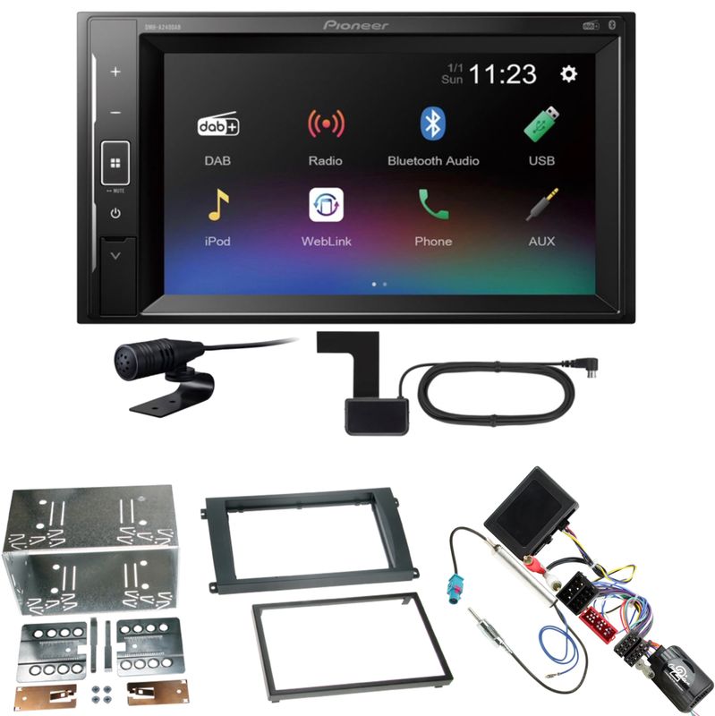 Pioneer DMH-A240DAB Bluetooth DAB+ USB Einbauset für Porsche Cayenne bis 2006