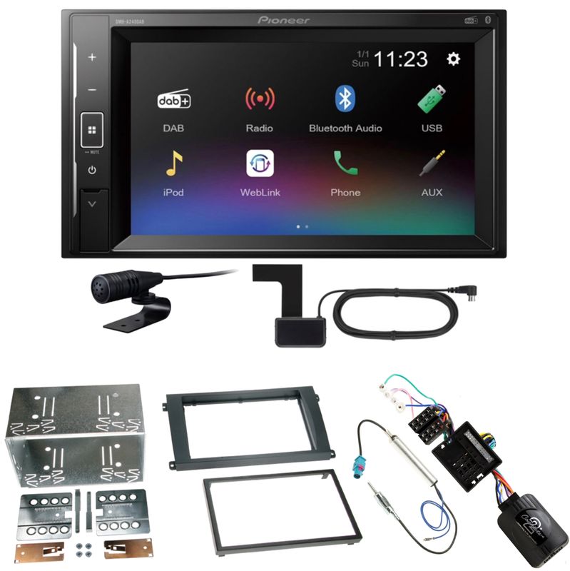 Pioneer DMH-A240DAB Bluetooth DAB+ USB Einbauset für Porsche Cayenne ab 2007 Pioneer DMH-A240DAB Bluetooth DAB+ USB Einbauset für Porsche Cayenne ab 2007