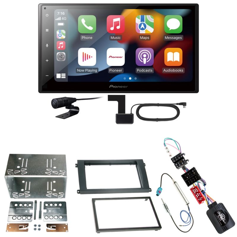 Pioneer SPH-DA360DAB CarPlay Android Auto Einbauset für Porsche Cayenne bis 2006