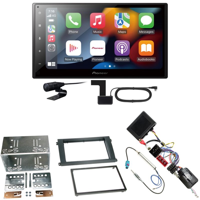 Pioneer SPH-DA360DAB CarPlay Android Auto Einbauset für Porsche Cayenne bis 2006