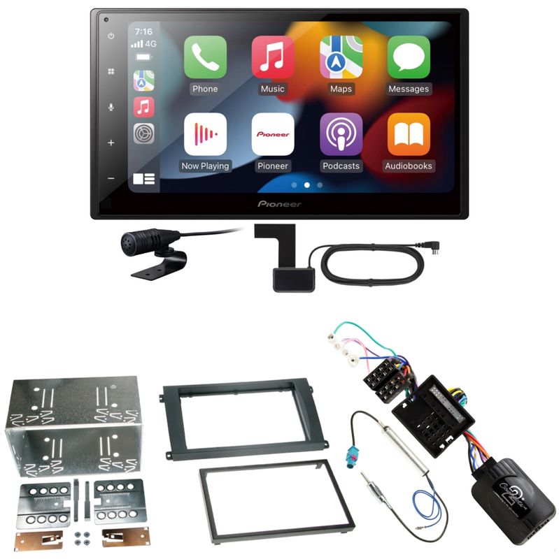 Pioneer SPH-DA360DAB CarPlay Android Auto Einbauset für Porsche Cayenne ab 2007