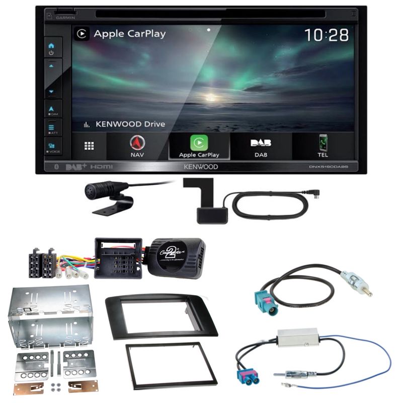 Kenwood DNX-5190DABS CarPlay Android Auto DAB+ Einbauset für Mercedes ML W164