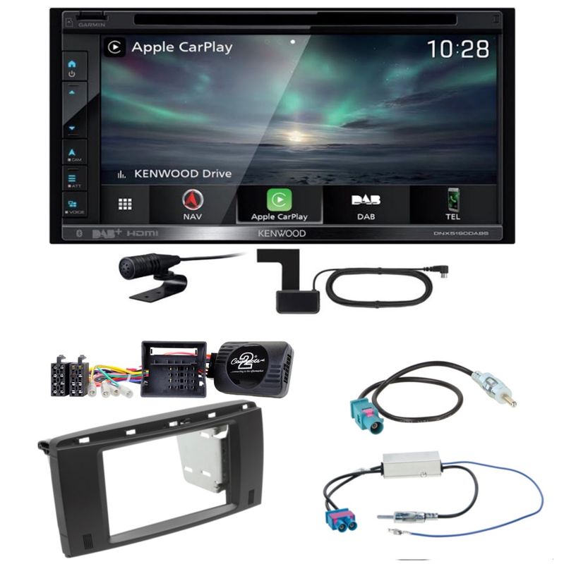 Kenwood DNX-5190DABS CarPlay Android Auto DAB+ USB Einbauset für Mercedes R W251