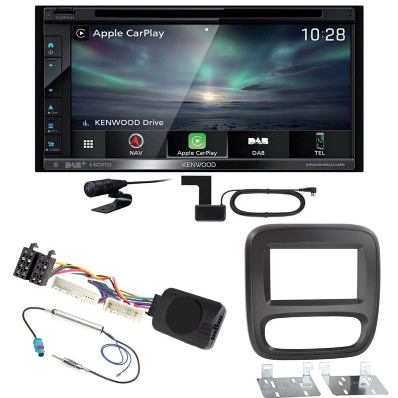 Kenwood DNX-5190DABS CarPlay Android Auto DAB+ USB Einbauset für Fiat Talento