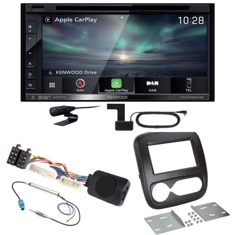 Kenwood DNX-5190DABS CarPlay Android Auto DAB+ USB CD Einbauset für Fiat Talento