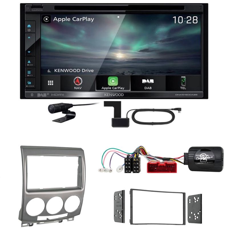 Kenwood DNX-5190DABS CarPlay Android Auto Digitalradio Einbauset für Mazda 5 CR