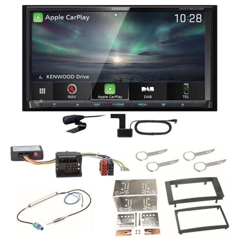 Kenwood DNX-7190DABS CarPlay Navigation Android Auto Einbauset für Touareg 7L