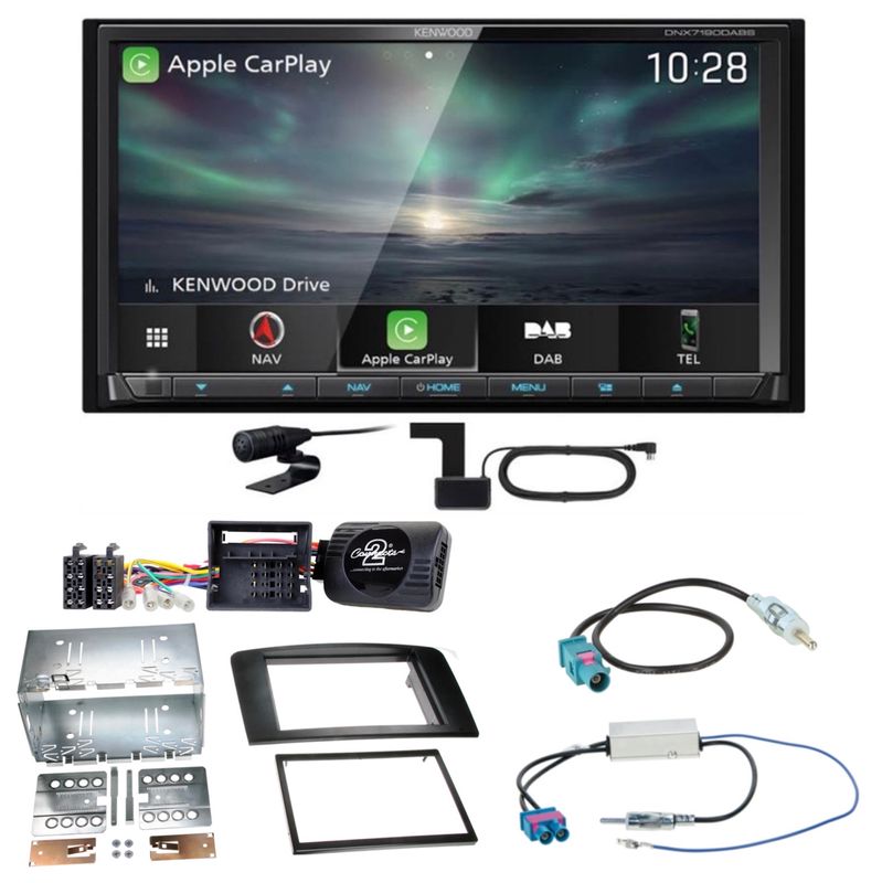 Kenwood DNX-7190DABS CarPlay Android Auto DAB+ Einbauset für Mercedes ML W164