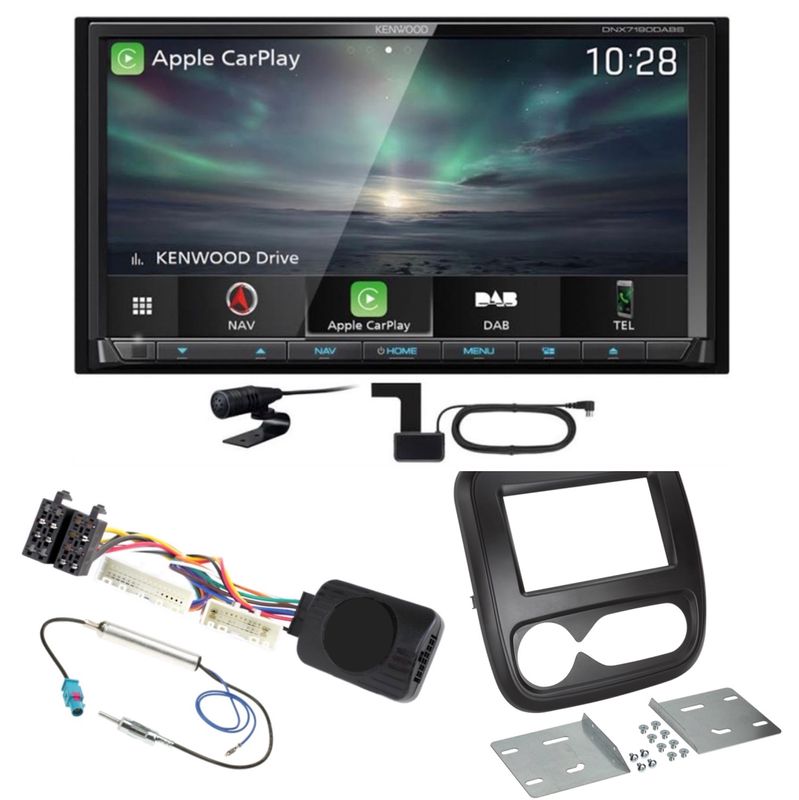 Kenwood DNX-7190DABS CarPlay Android Auto DAB+ USB Einbauset für Opel Vivaro B