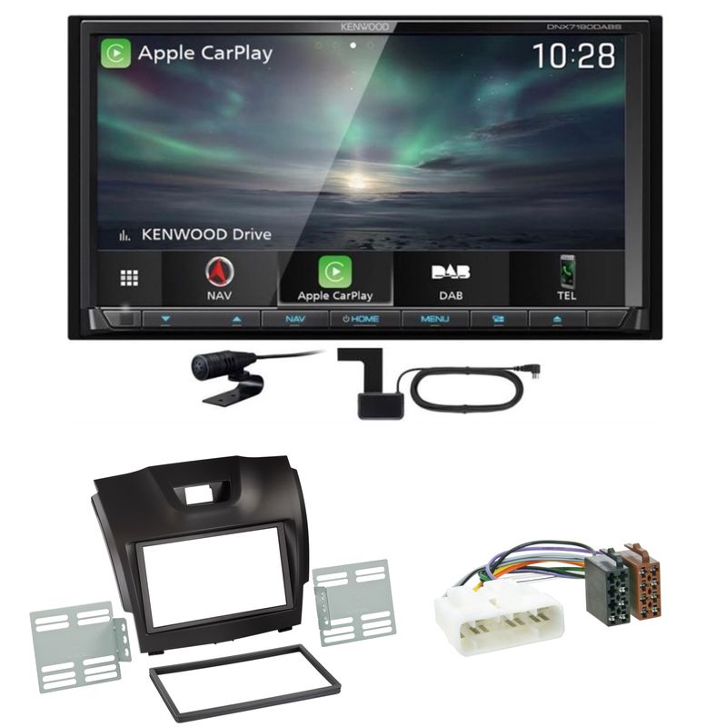 Kenwood DNX-7190DABS CarPlay Android Auto DAB+ USB Einbauset für Isuzu D-Max 2