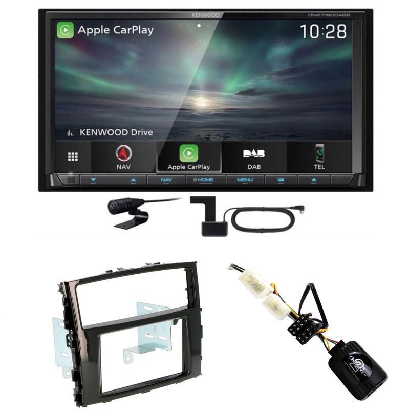 Kenwood DNX-7190DABS CarPlay USB MP3 Einbauset für Mitsubishi Pajero ab 2015