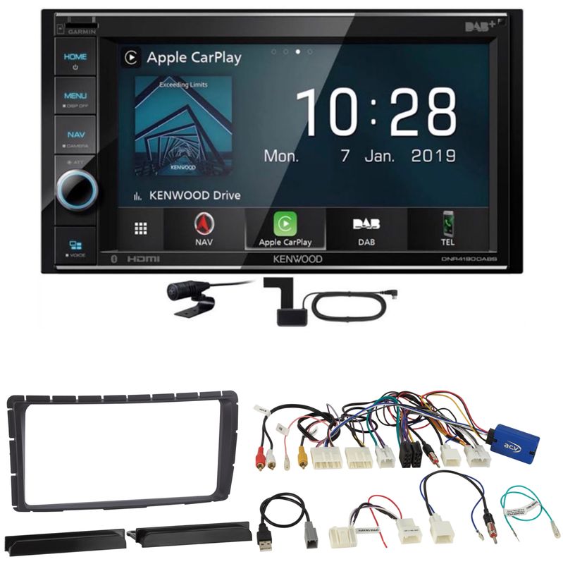 Kenwood DNR-4190DABS CarPlay Navigation USB Einbauset für Toyota Hilux ab 2011