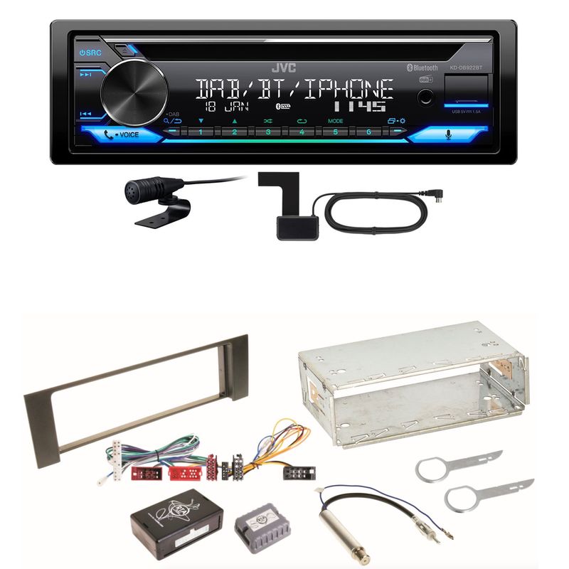 JVC KD-DB922BT Bluetooth Digitalradio CD USB Einbauset für Audi A4 B6 B7