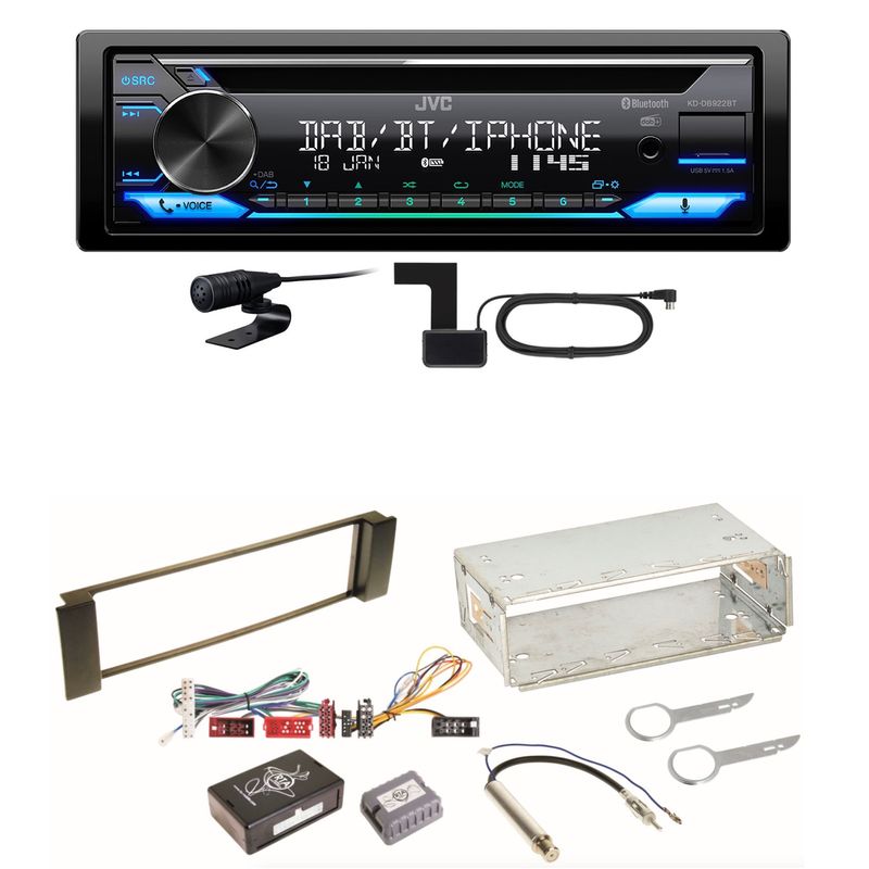 JVC KD-DB922BT Bluetooth DAB USB CD Einbauset für Audi A3 8L A6 4B