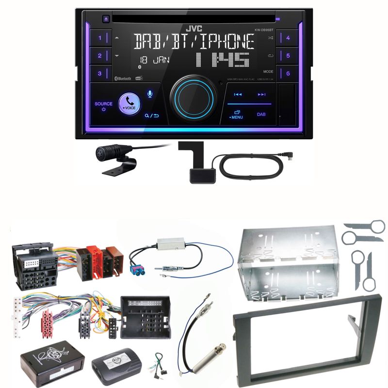 JVC KW-DB95BT Bluetooth Digitalradio Einbauset für Audi A4 B6 B7 Seat Exeo