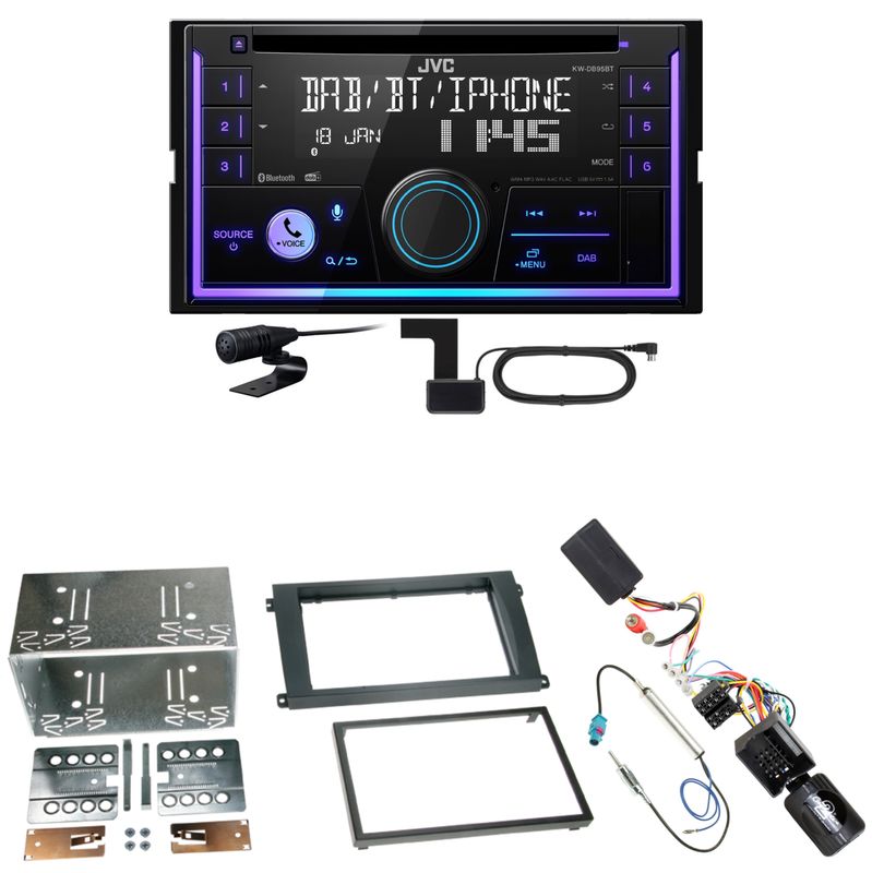 JVC KW-DB95BT Bluetooth Digitalradio Einbauset für Porsche Cayenne ab 2007