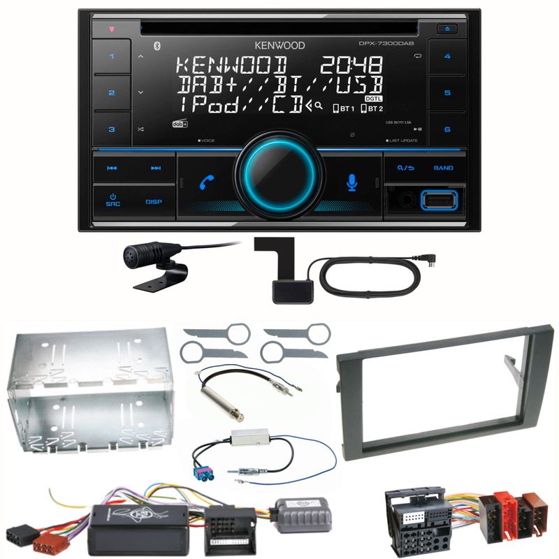 Kenwood DPX-7300DAB Bluetooth Digitalradio Einbauset für Seat Exeo Audi A4 B6 B7