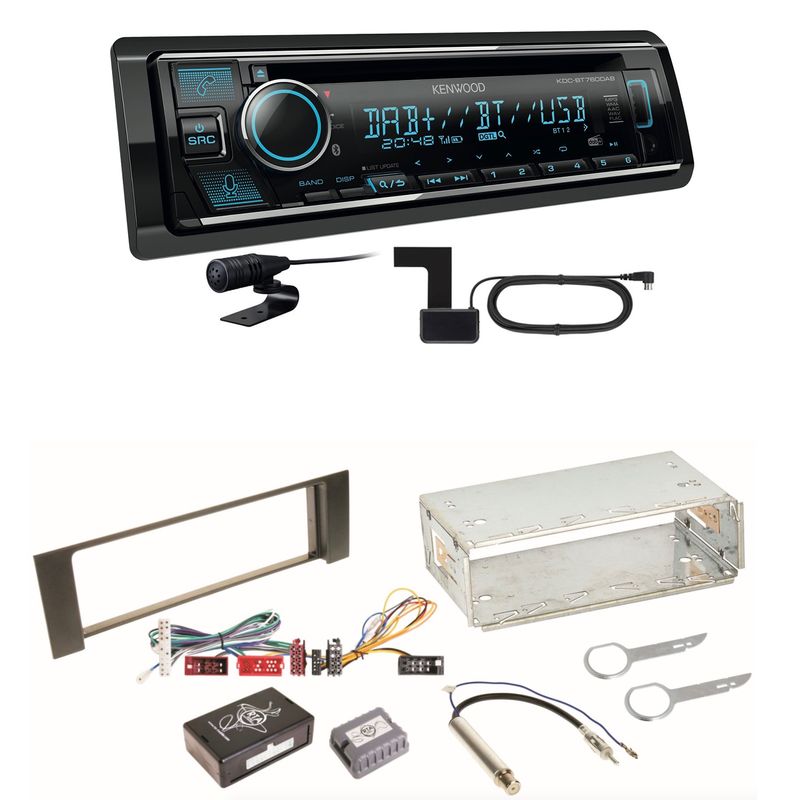 Kenwood KDC-BT760DAB Bluetooth DAB USB Einbauset für Audi A4 B6 B7