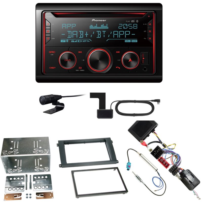 Pioneer FH-S820DAB USB Digitalradio DAB+ Einbauset für Porsche Cayenne bis 2006
