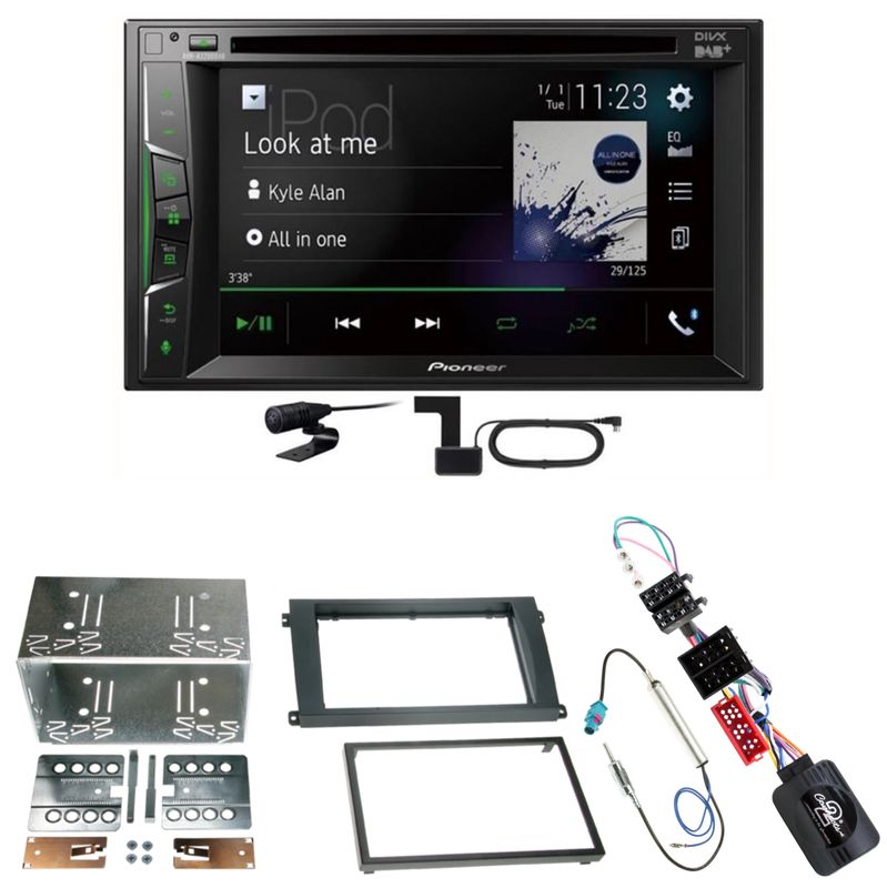 Pioneer AVH-A3200DAB USB Digitalradio Einbauset für Porsche Cayenne bis 2006