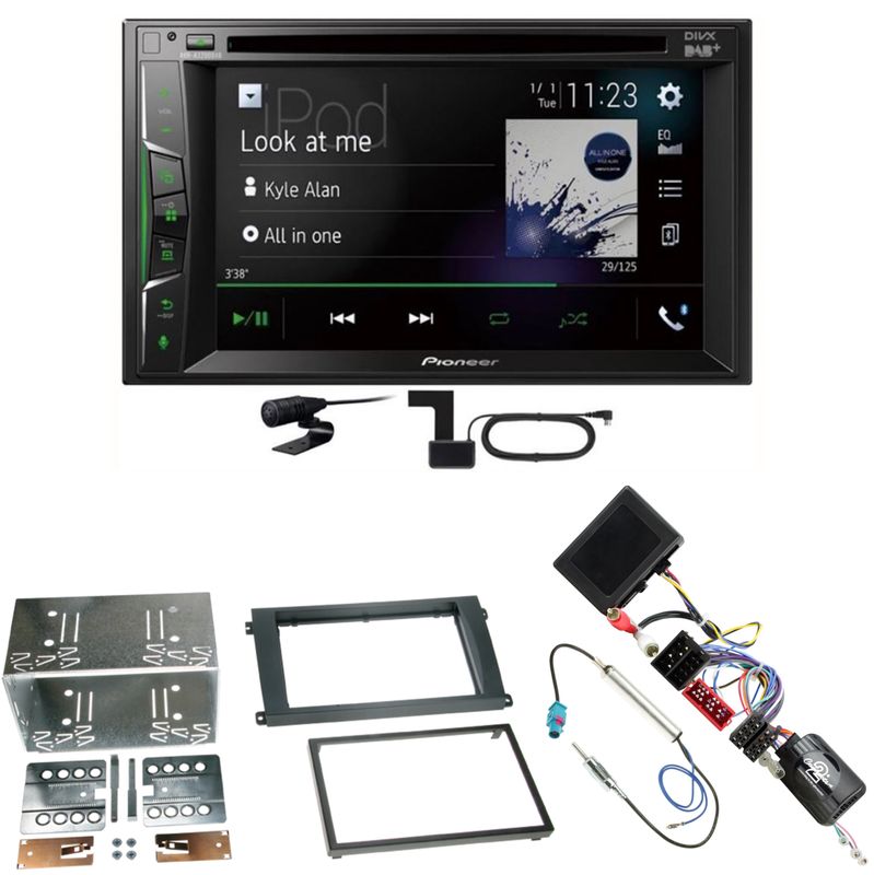 Pioneer AVH-A3200DAB USB Digitalradio CD Einbauset für Porsche Cayenne bis 2006